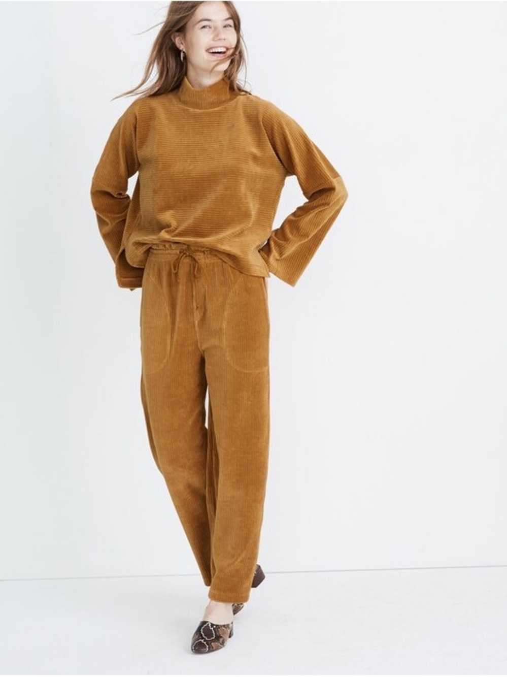 Texture & Thread Velour Corduroy Mockneck Top - Picture 5 of 5